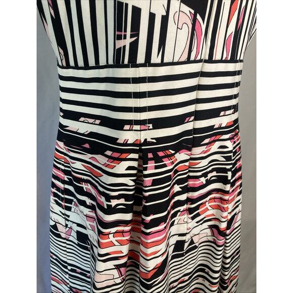 Nine West Women's 10 Dress Fit and Flare Sleeveless Multi Striped And Pockets - Picture 7 of 11